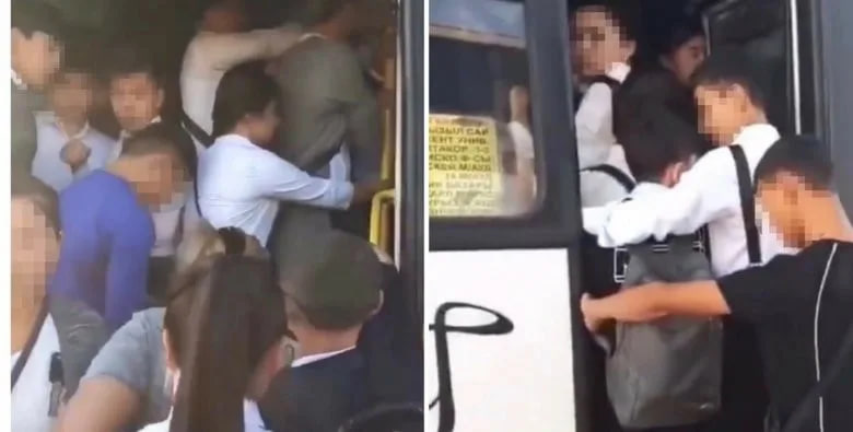 Проблема с транспортом: школьники в Кыргызстане не могут попасть в переполненные автобусы